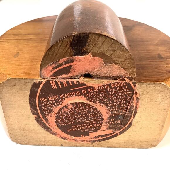 Vtg 1970s Oregon Myrtlewood Products Mid Century Modern BookEnds MCM Art Deco - Picture 6 of 7